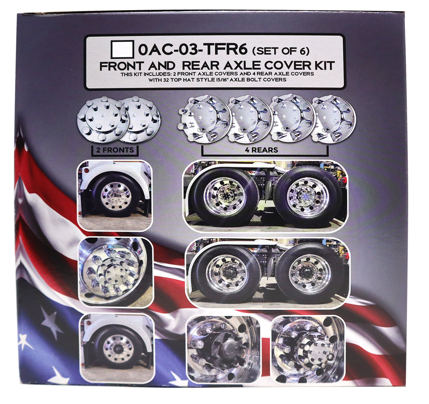 FRONT & REAR AXLE COVER KIT W/TOP HAT NUT COVERS (0AC-03-TFR6)